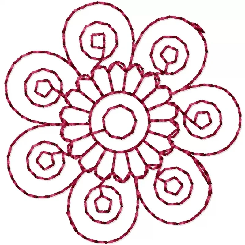 2x2 Outline Floral Embroidery Design 2x2 Outline Floral Embroidery Design