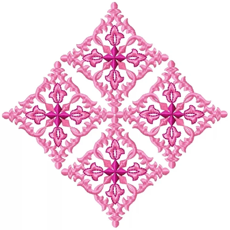 8x8 Diamond Shaped Machine Floral Embroidery 8x8 Diamond Shaped Machine Floral Embroidery