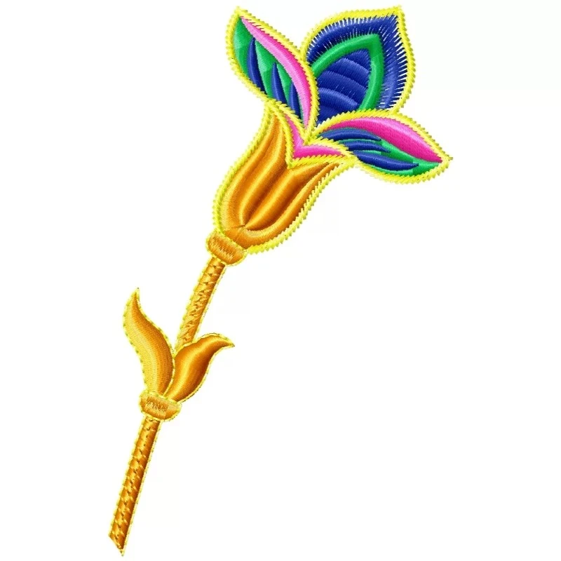 Abstract And Colorful Long Flower Embroidery Design Abstract And Colorful Long Flower Embroidery Design