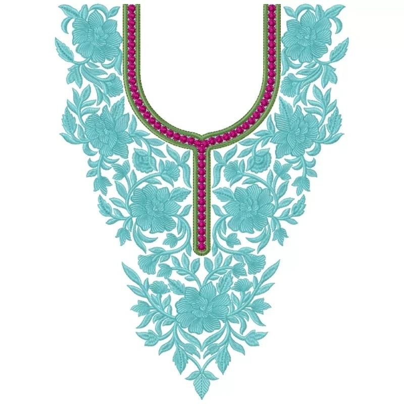 Beautiful Floral Indian Neckline Embroidery Design