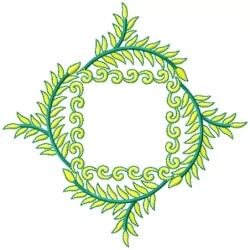 Beautiful Floral Leaves Frame Embroidery Design