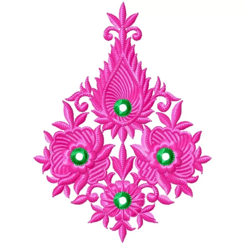 Beautiful Pink Embroidery Work Floral Design 5x7 Beautiful Pink Embroidery Work Floral Design 5x7