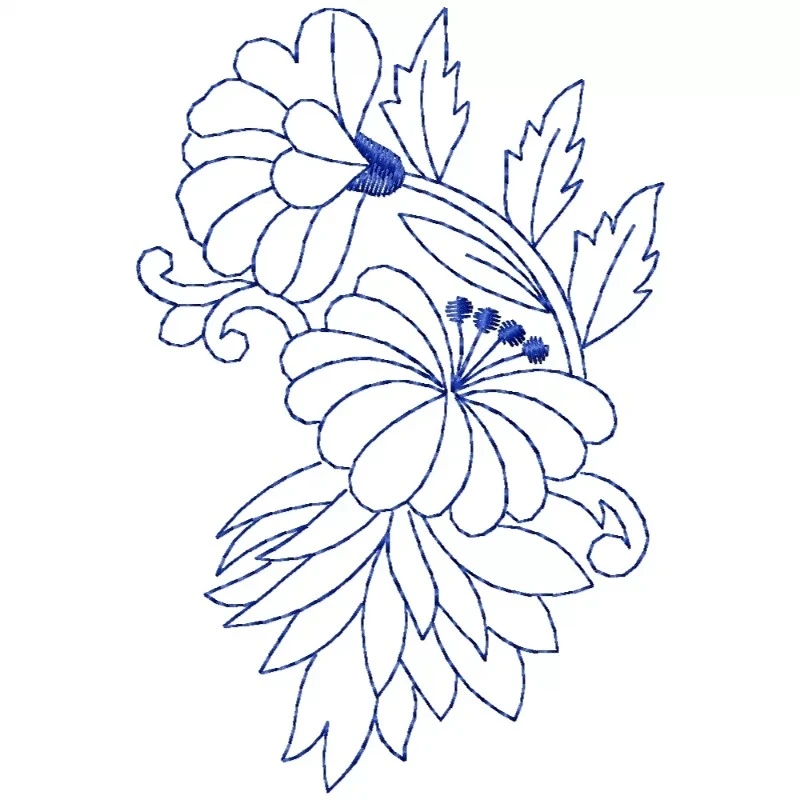 Big Floral Outline Embroidery Design Big Floral Outline Embroidery Design