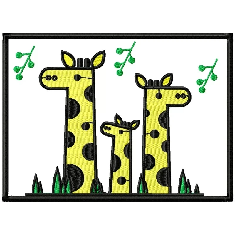 Cartoon Giraffe Family Machine Embroidery Design