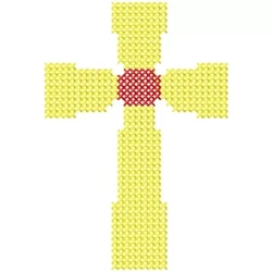 Christian Cross in Cross Stitches Embroidery