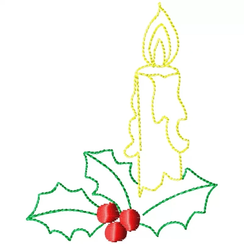 Christmas Candle Embroidery Design