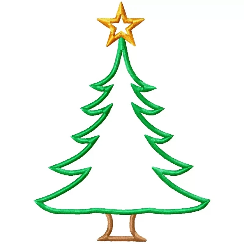Christmas Tree With Star Embroidery Design