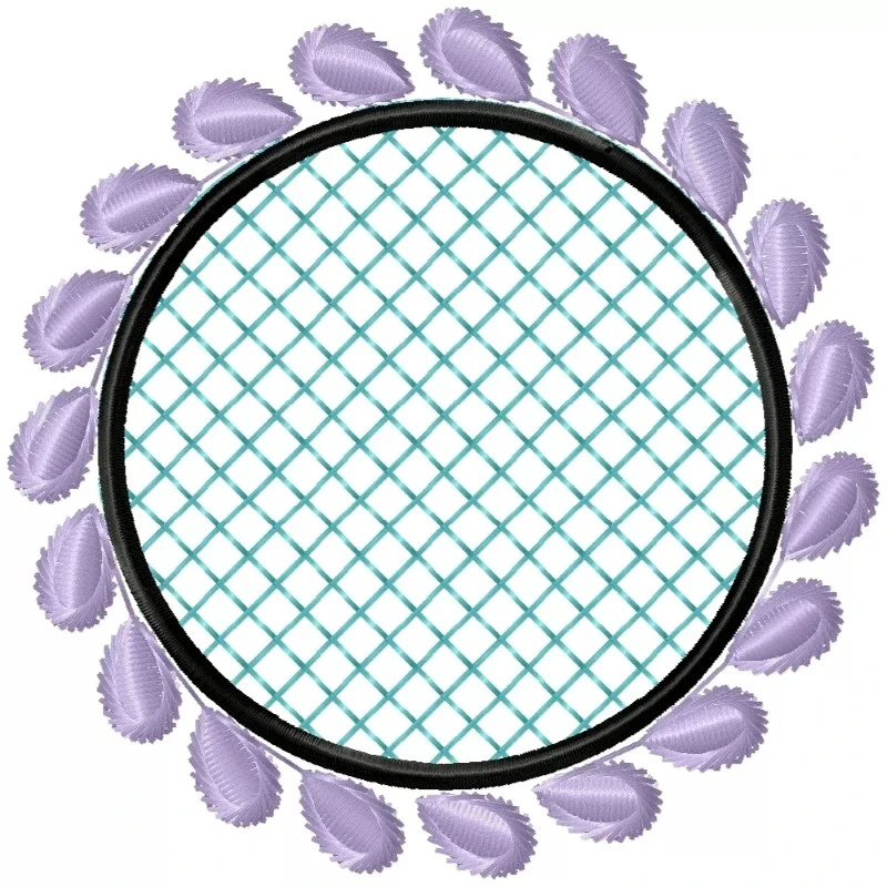 Circle Frame With Leaves Embroidery Design