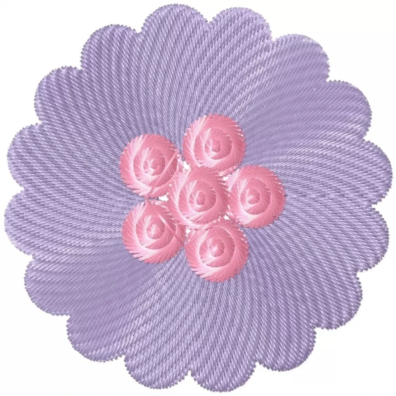 Circle Simple Flower In Flower Embroidery Design