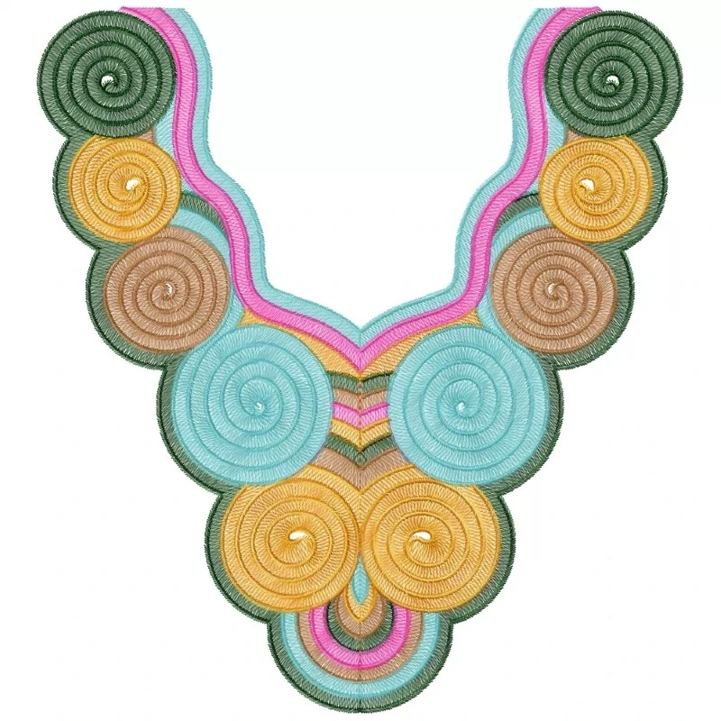 Circles Neckline Embroidery Design