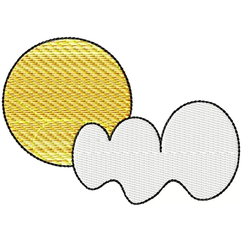 Cloudy Sun Embroidery Design Cloudy Sun Embroidery Design