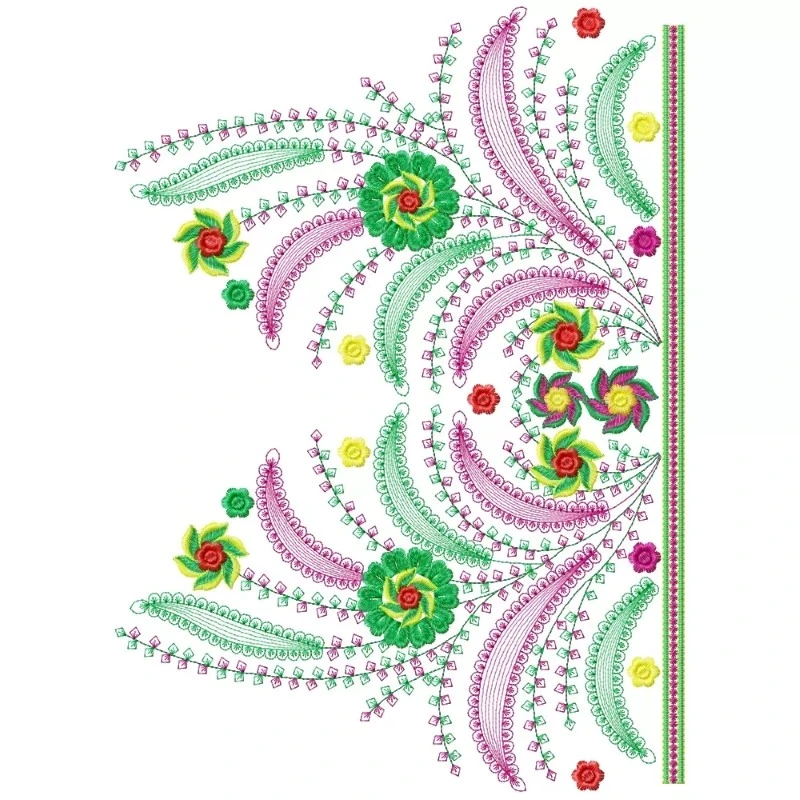 Colorful Delight Neckline Embroidery Design