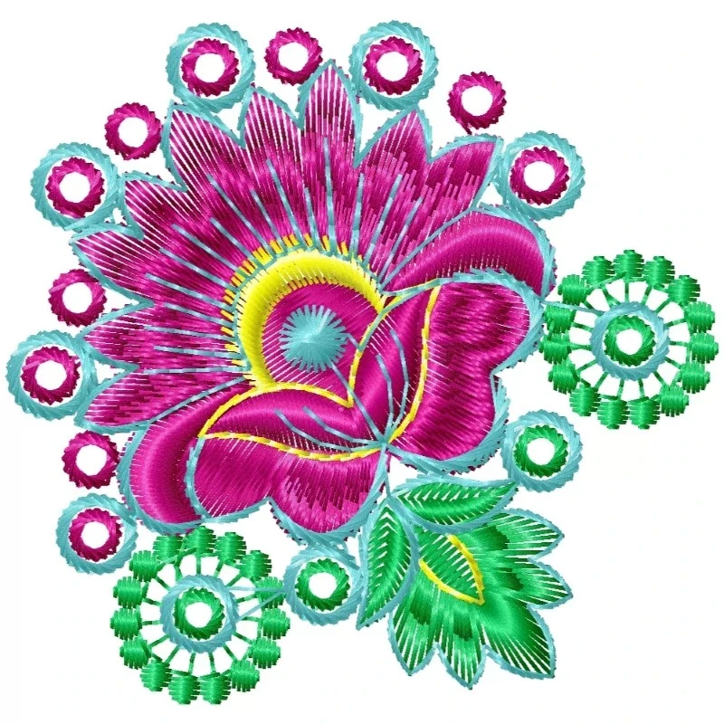 Colorful Floral Embroidery Pattern Design