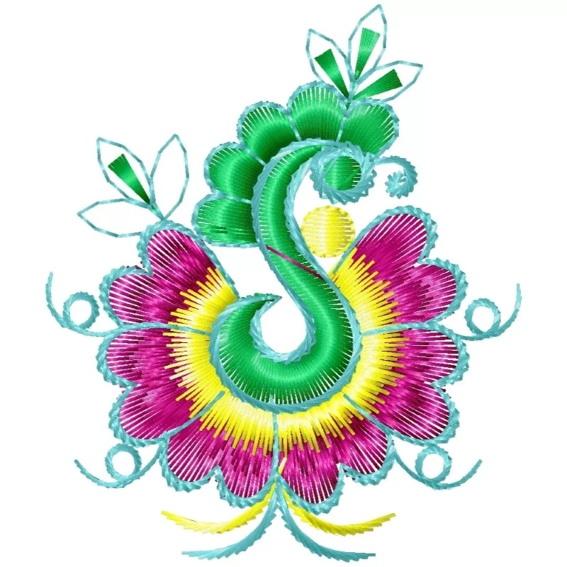 Colorful Floral Machine Embroidery Design