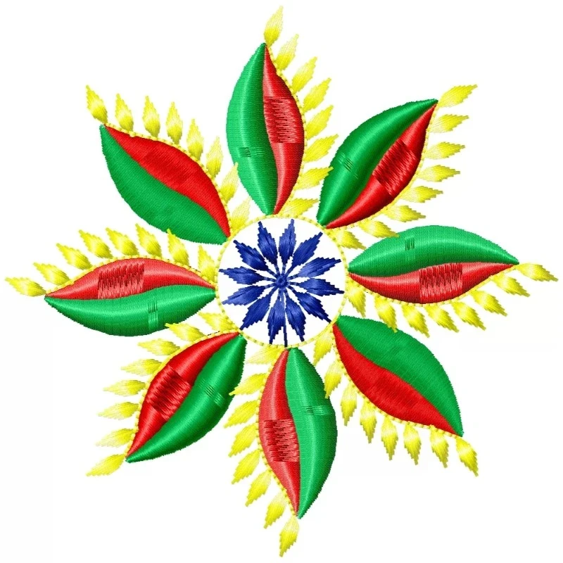 Colorful Floral Star Embroidery Design