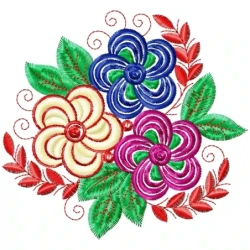 Colorful Indian Flowers Machine Embroidery Design
