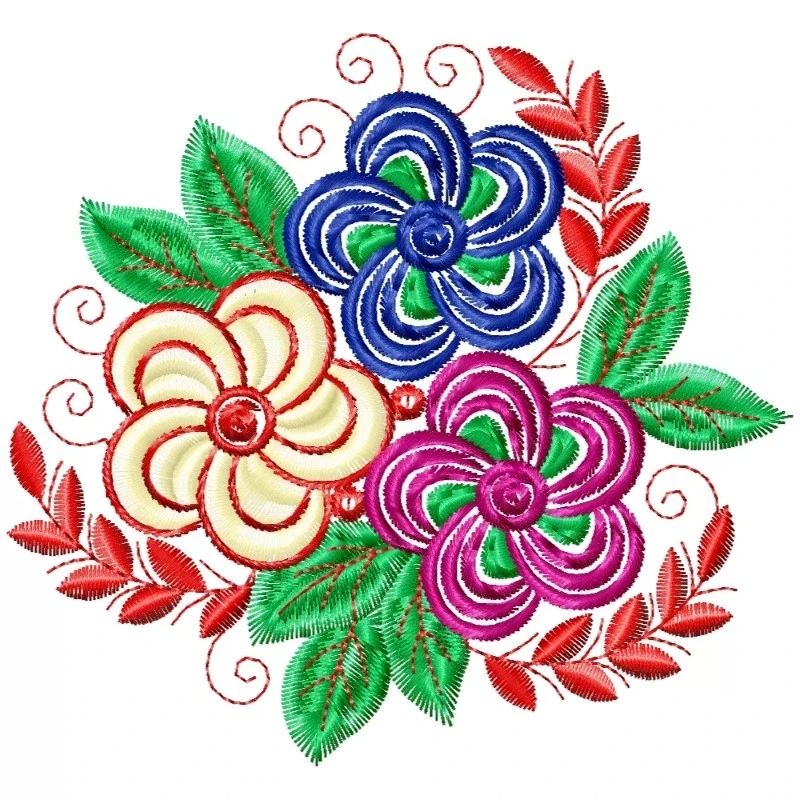 Colorful Indian Flowers Machine Embroidery Design Colorful Indian Flowers Machine Embroidery Design
