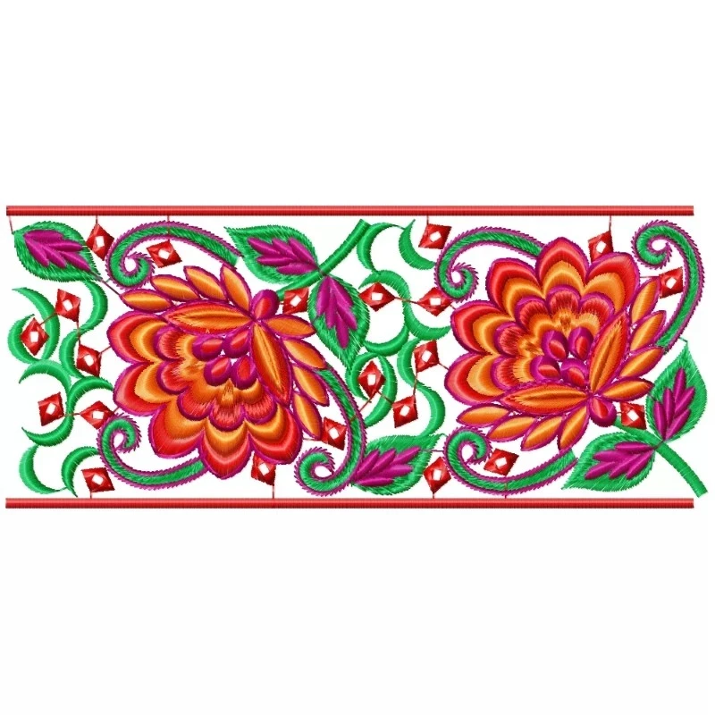 Colorful Large Indian Border Embroidery Design Colorful Large Indian Border Embroidery Design