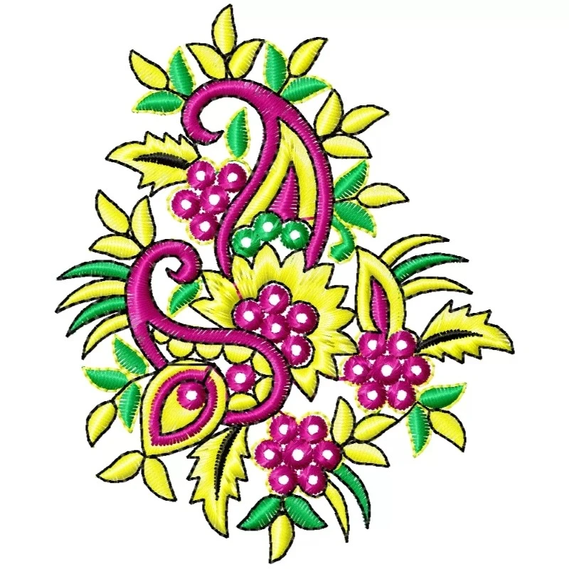 Colorful Paisley Floral Machine Embroidery Design