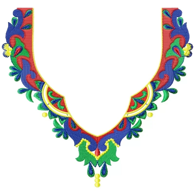 Colorful Small Embroidery Neckline Design