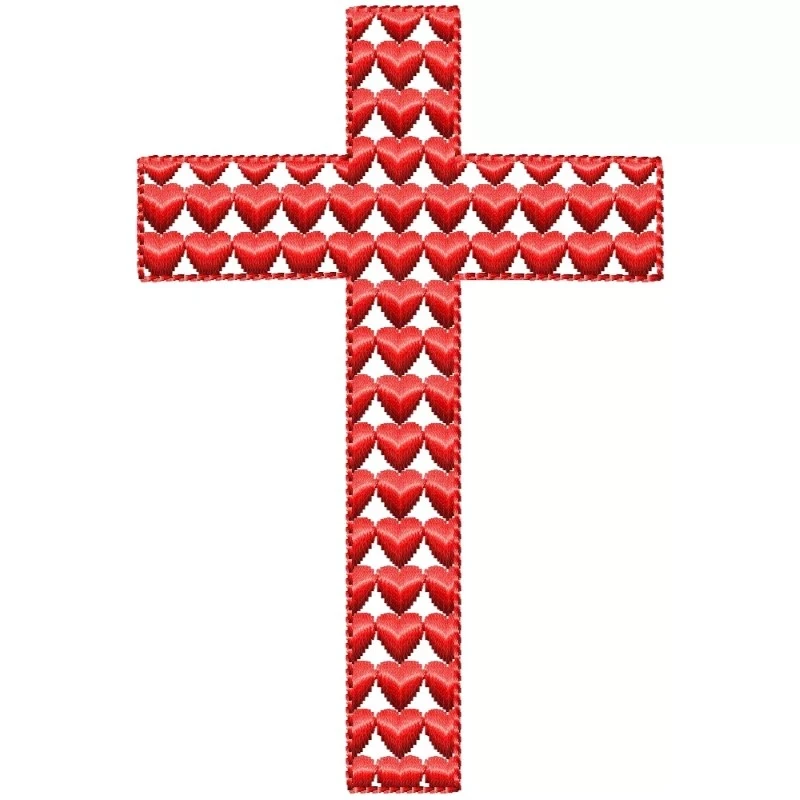 Cross Filled With Hearts Embroidery Design