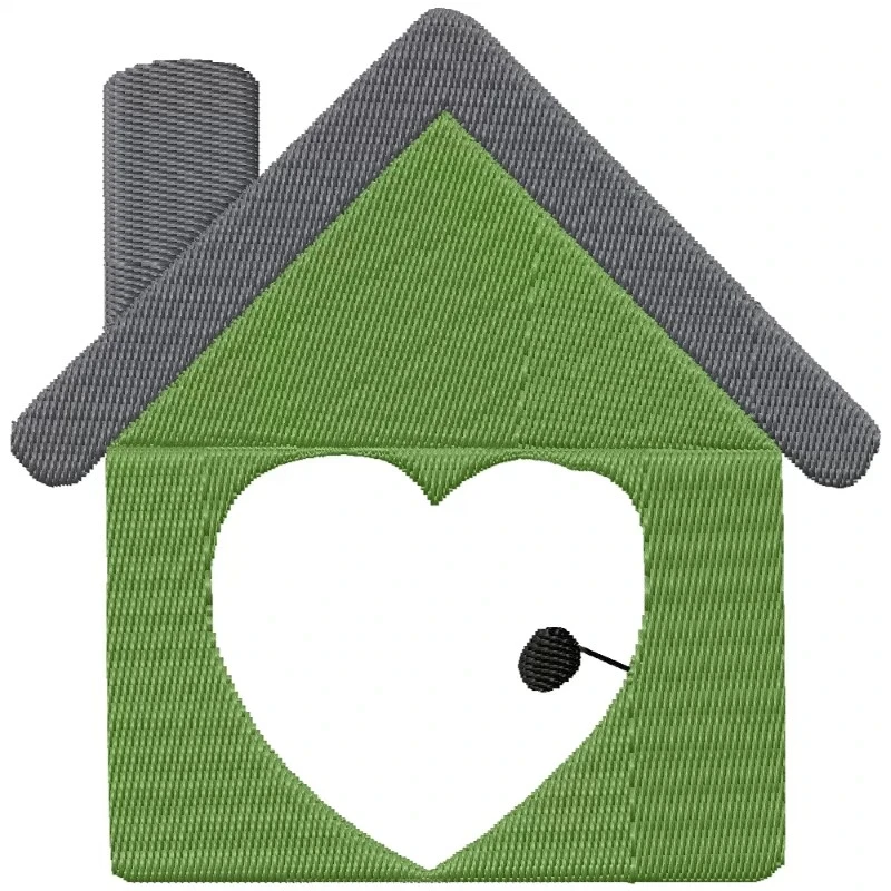 Cute Heart In Hut Embroidery Design