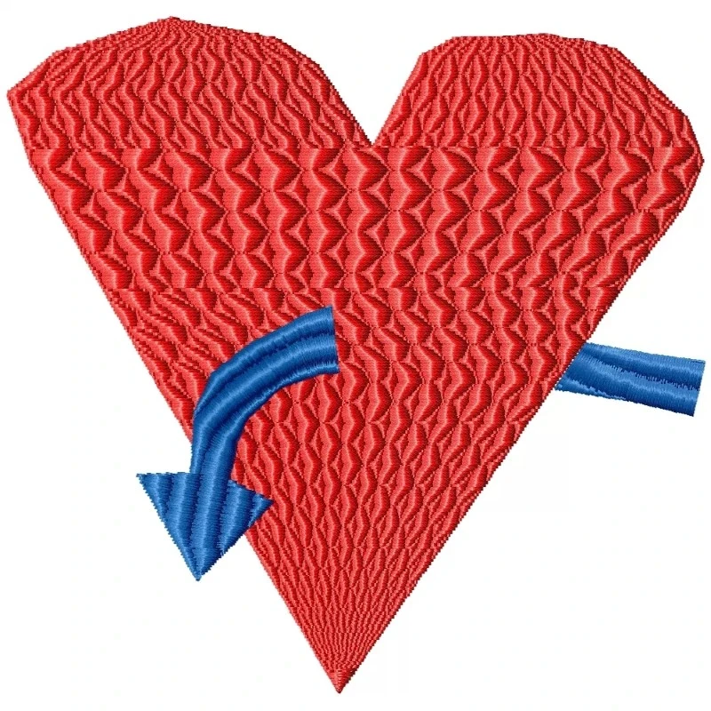 Diomand Heart With Arrow Embroidery