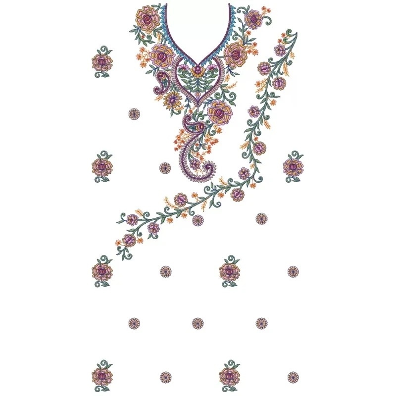 Elegant Full Embroidery Dress Design With Neckline Elegant Full Embroidery Dress Design With Neckline