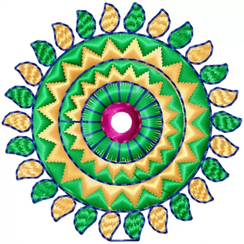 Eyelet Circle Colorful Embroidery Design
