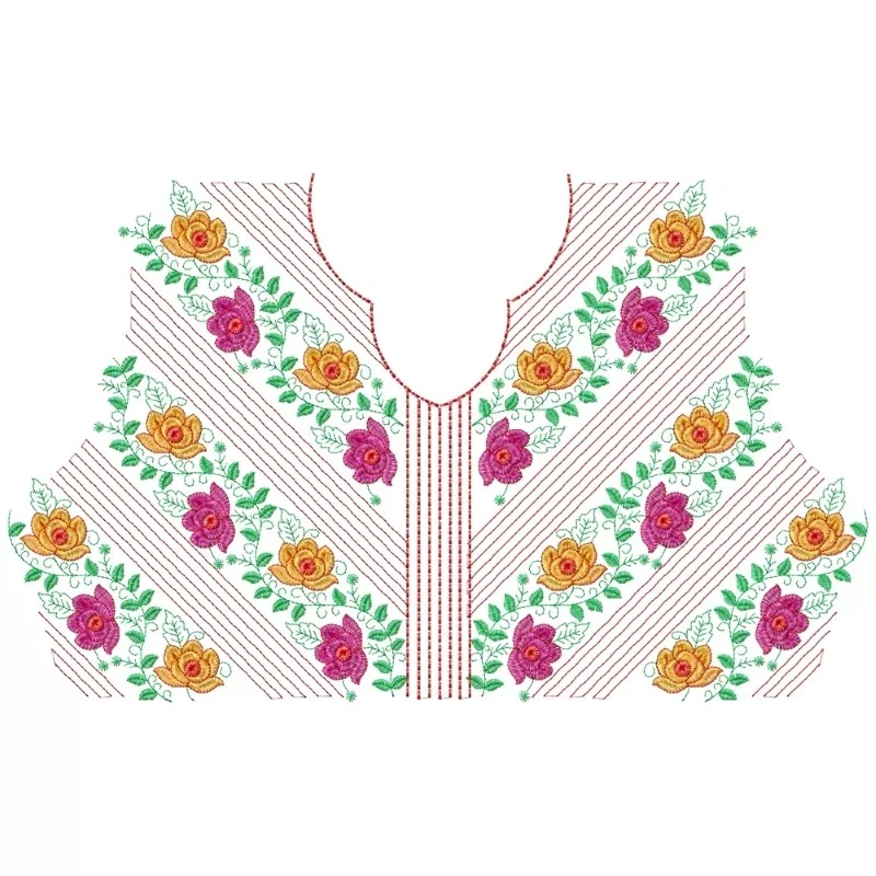 Floral Choli Neckline Embroidery Design