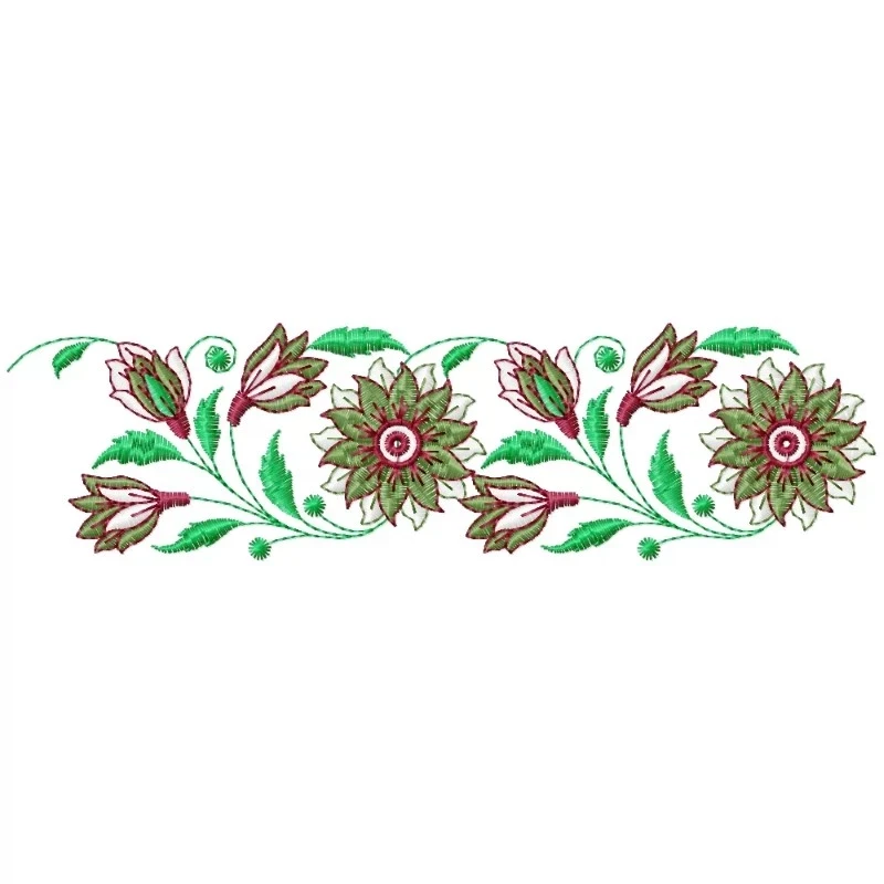 Floral Flower Embroidery Border Design