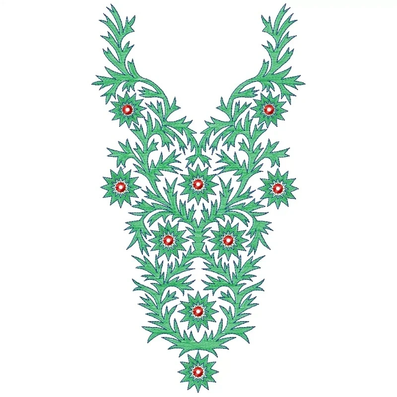 Floral Flowers Indian Neckline Design