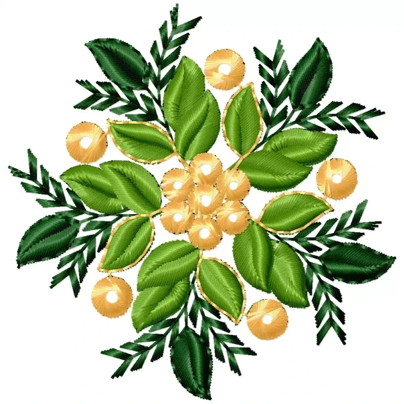 Floral Leaves With Leaf Embroidery Design Floral Leaves With Leaf Embroidery Design