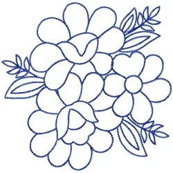 Floral Outline Flowers Embroidery Design