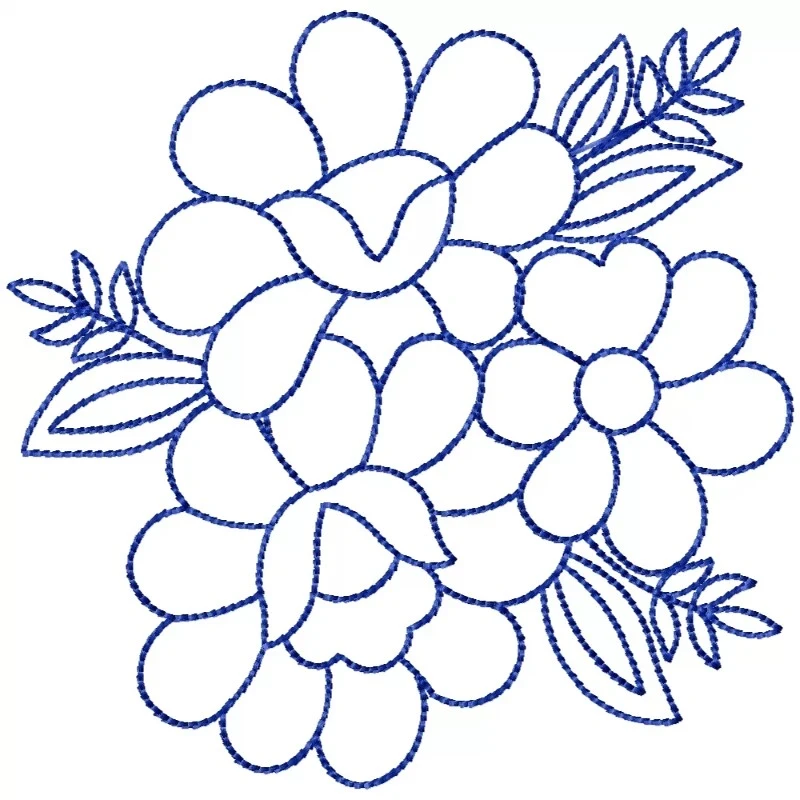 Floral Outline Flowers Embroidery Design Floral Outline Flowers Embroidery Design