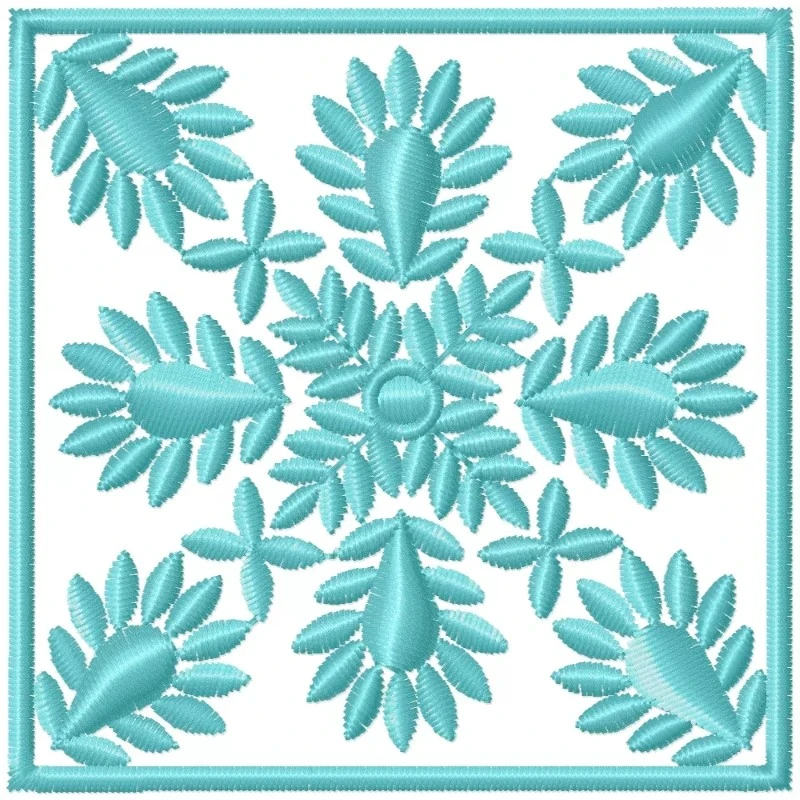 Floral Square Block Embroidery Design Floral Square Block Embroidery Design