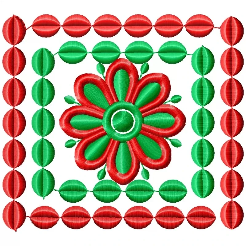 Floral With Dot Squares Embroidery Design Floral With Dot Squares Embroidery Design