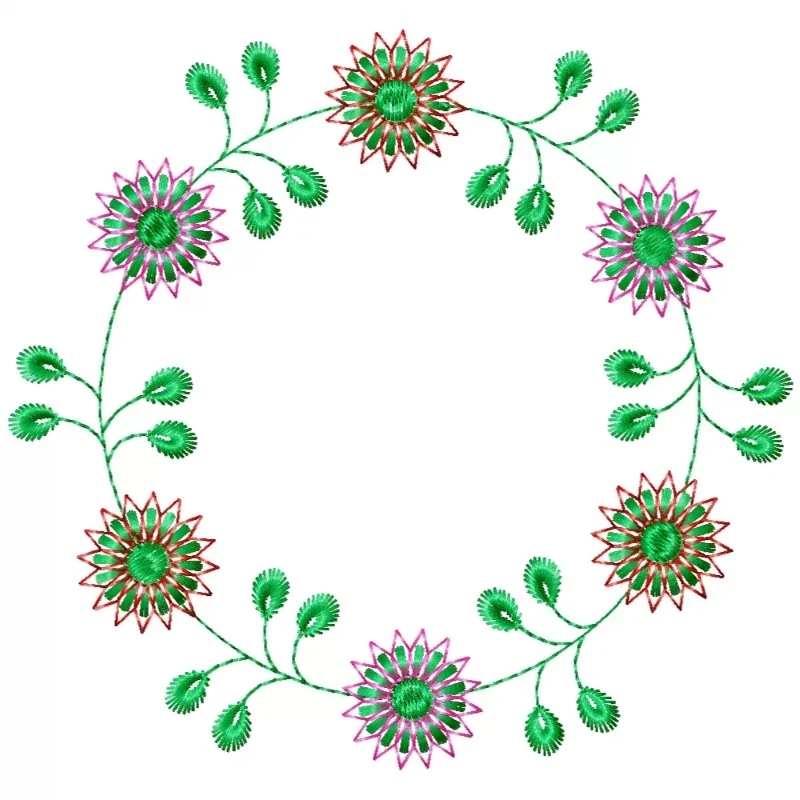 Flowers Frame Design in Circle Embroidery Design Flowers Frame Design in Circle Embroidery Design