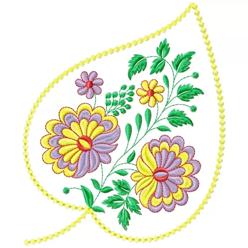 Flowers In Leaf Embroidery Design Flowers In Leaf Embroidery Design