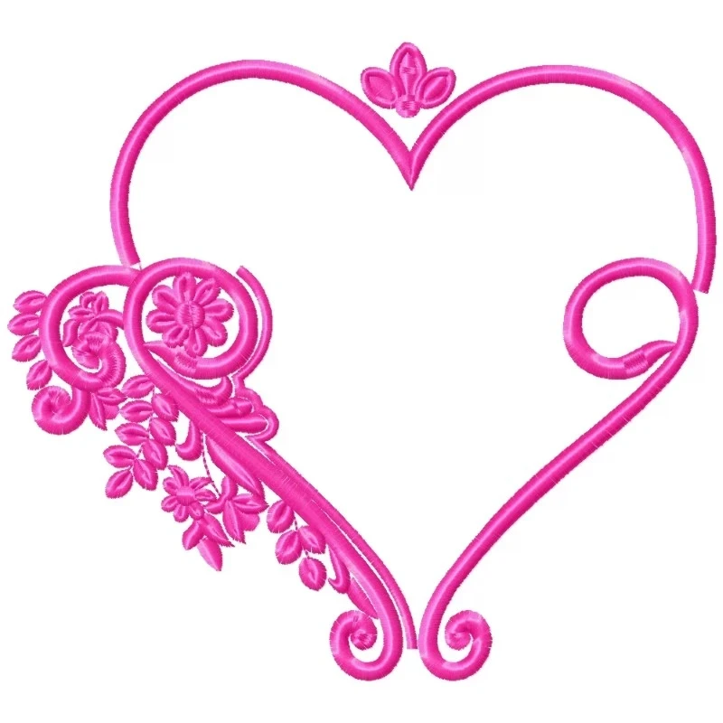 10X10 Queen Style Heart Flora Embroidery Design