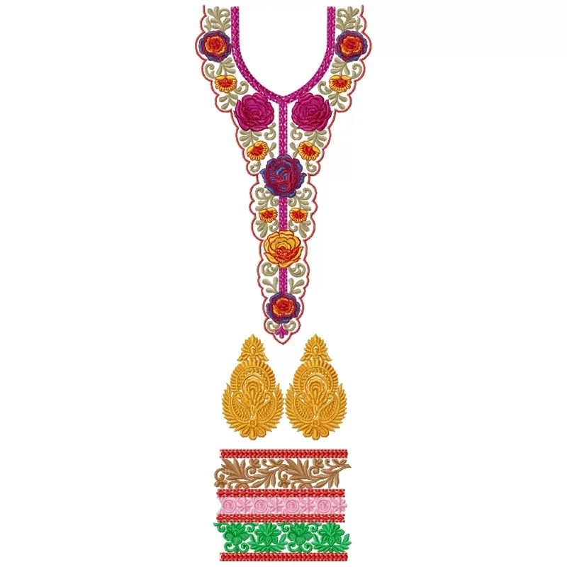 Full Complete Embroidery Dress Design With Border and Butta Full Complete Embroidery Dress Design With Border and Butta