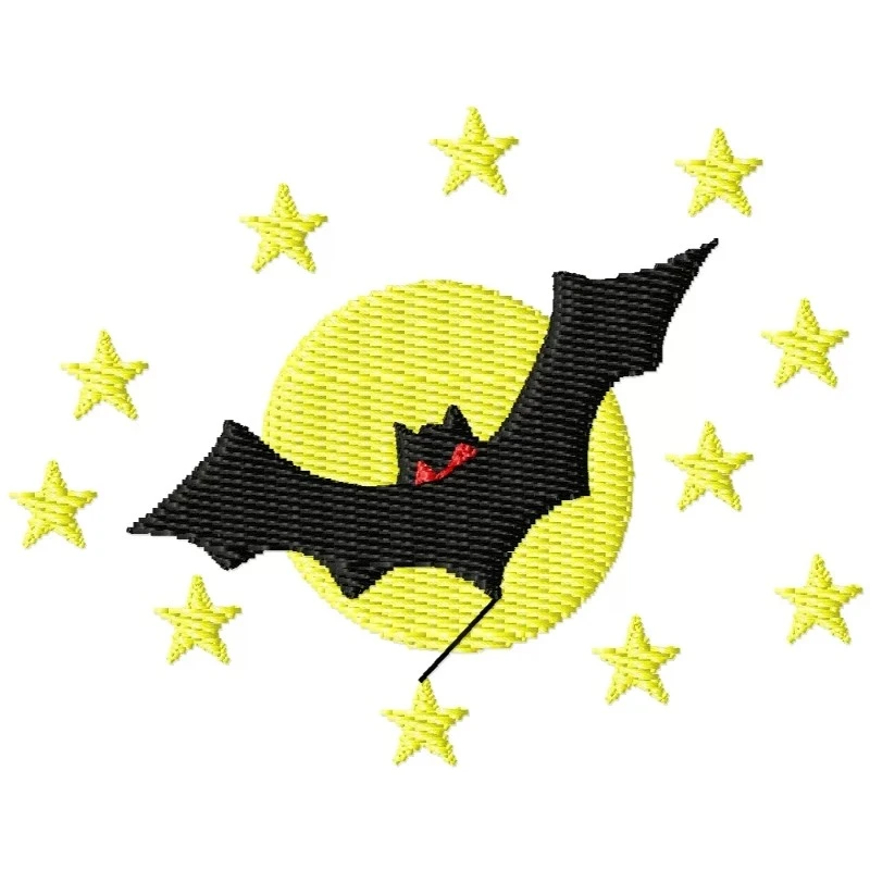 Hallowen Moon and Bat Embroidery Designs Hallowen Moon and Bat Embroidery Designs
