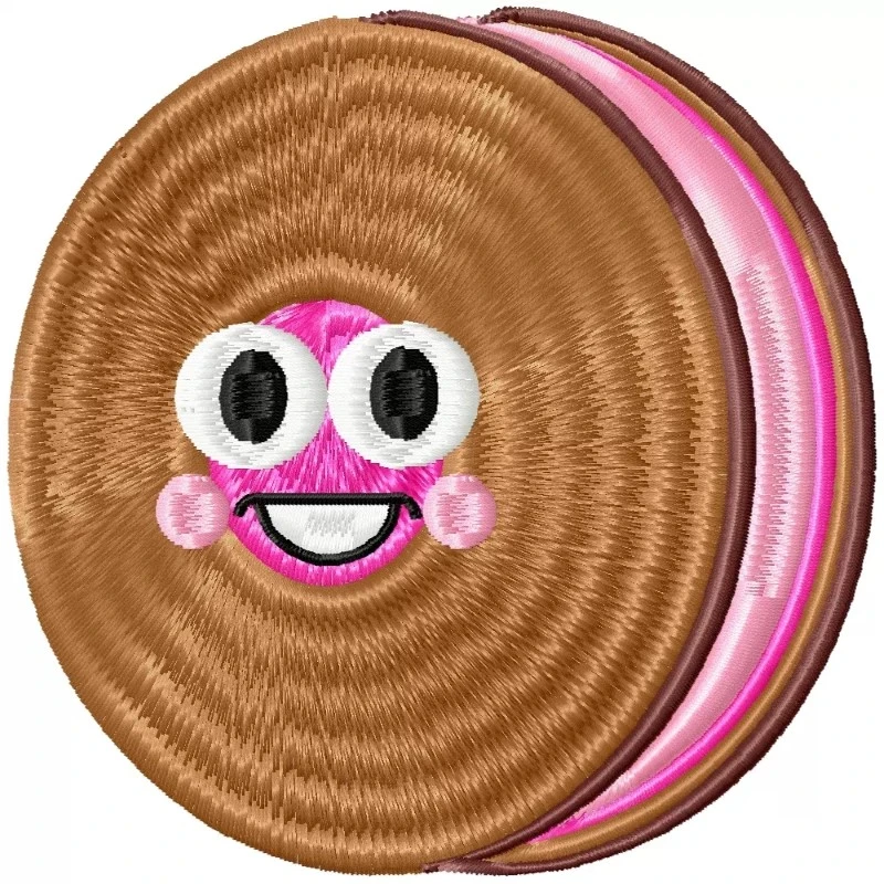 Happy  And Cute Cookie Biscuit Embroidery Design