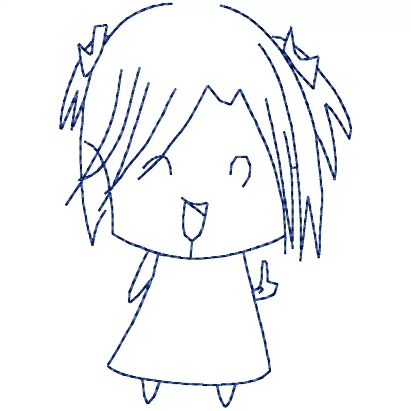 Happy Girl Outline Embroidery Design Happy Girl Outline Embroidery Design