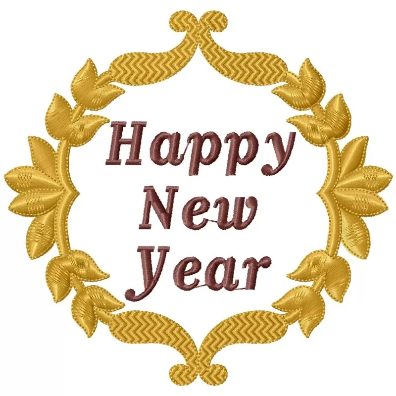Happy New Year Quote With Flora Embroidery Happy New Year Quote With Flora Embroidery