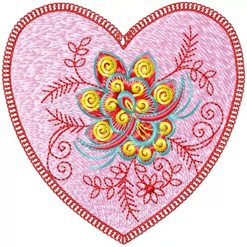 Heart Floral Machine EmbroideryDesign