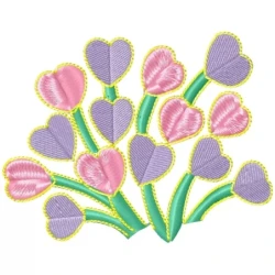Hearts Floral Embroidery Design