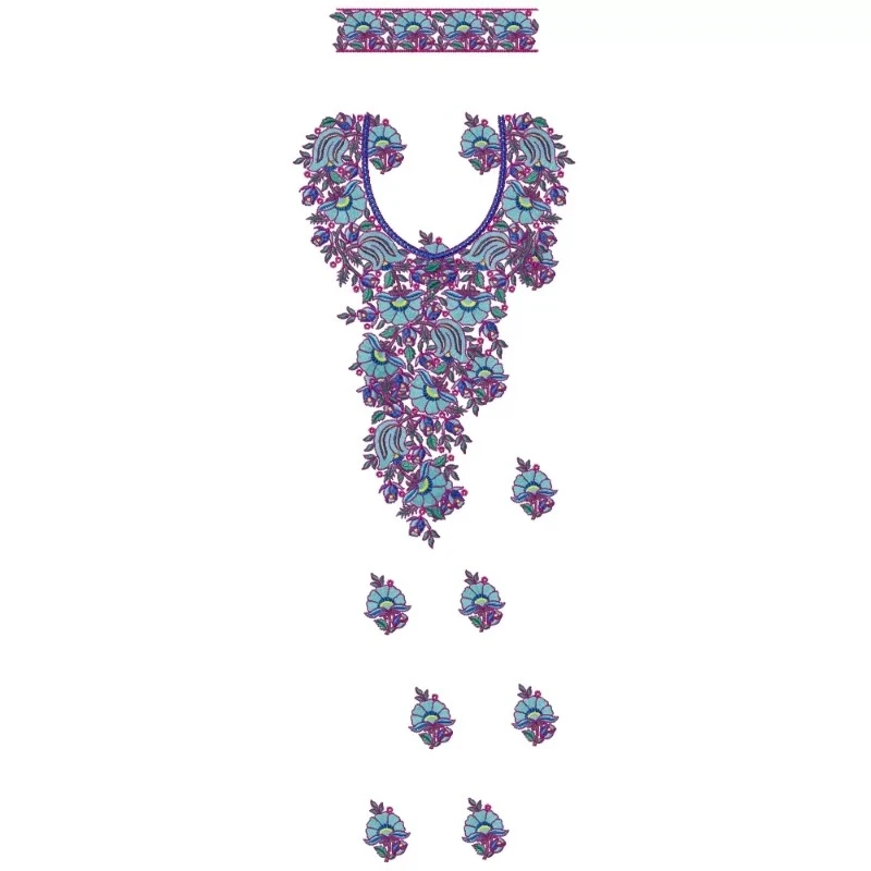 Indian Full Complete Dress Embroidery Design with Border Indian Full Complete Dress Embroidery Design with Border