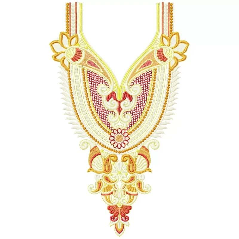 Indian Neckline Embroidery Dress Design