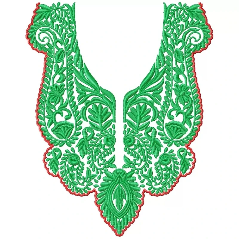 Indian Neckline Single Colour Embroidery Design